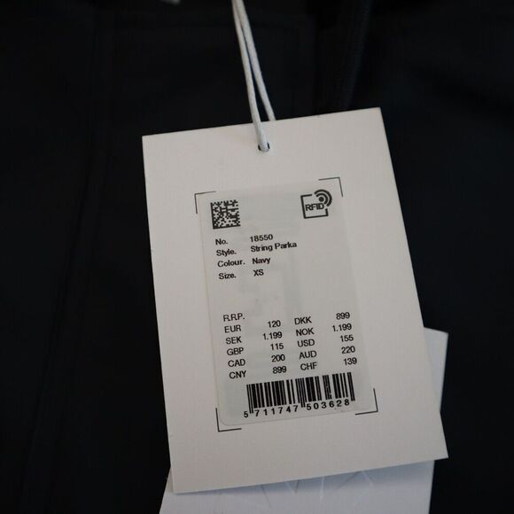 RAINS 18550 Women's Sz XS Navy Blue String Parka Waterproof Rain Jacket - Picture 5 of 11